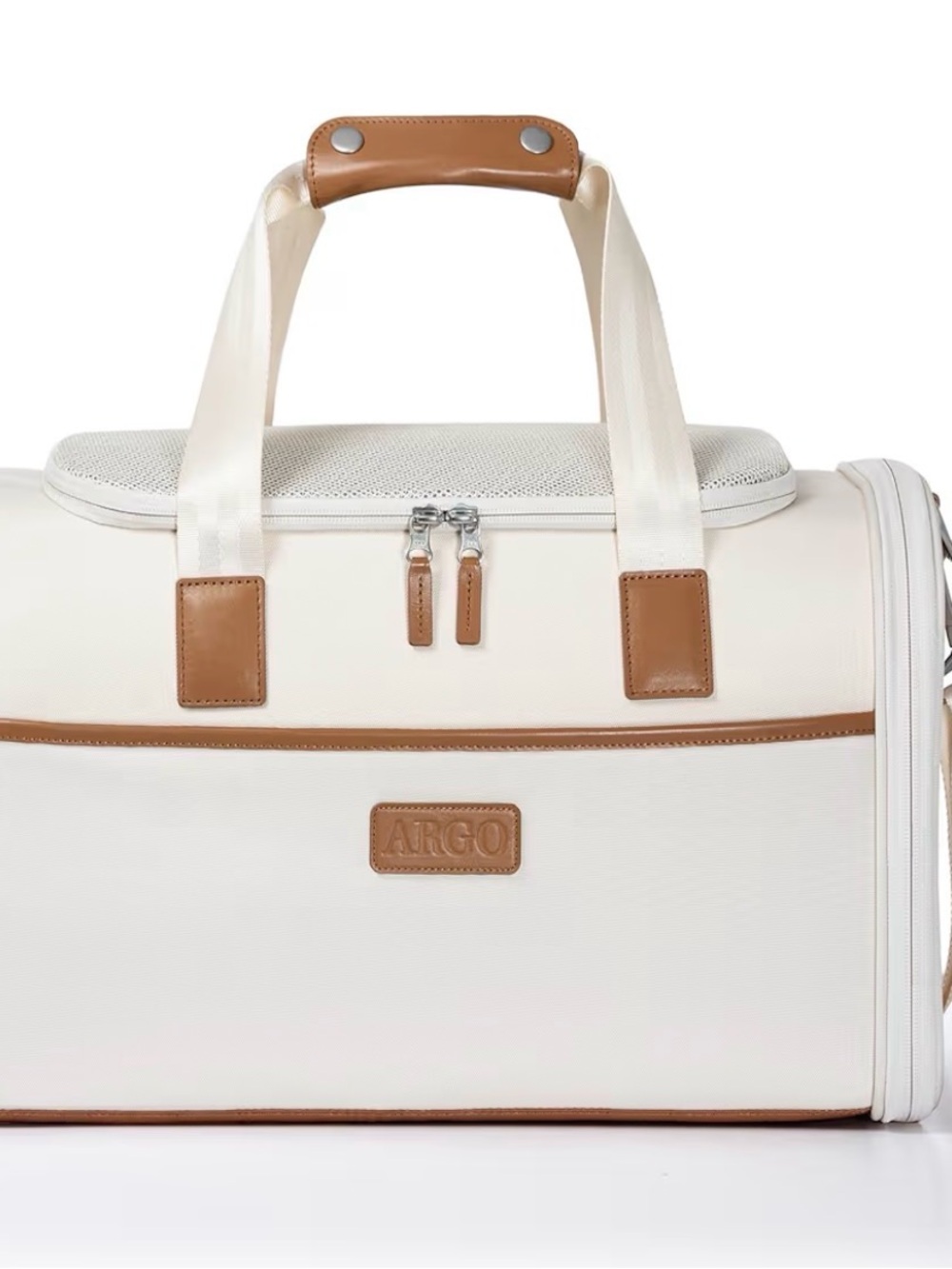 Cream and Tan Small Pet Duffel Carrier - Picture 4 of 11